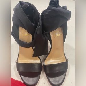 Christian louboutin - red sole ribbon ankle-wrap stiletto